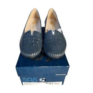 SAS Women's Sz 6.5 M Sonyo Alfa Navy Blue Slip On Heels Tripad Comfort Shoes